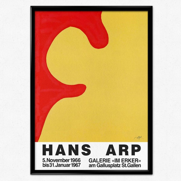 Hans Arp Exhibition Print, Jean Arp Poster, Hans Arp St Gallen 1966-67, Abstract Art, Home Decor, Wall Art