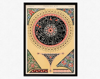 Islamic Ornament Print from Grammar of Ornament by Owen Jones, Turkish Pattern Poster, Mandala Art Print, Abstract Pattern, Religious Print