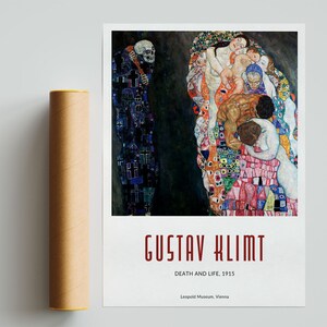 Gustav Klimt Poster, Klimt Art Print, Death and Life, Exhibition Poster ...