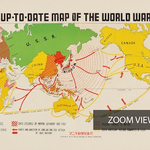 World War Map, up to Date Map of the World War (1942), Manila Shinbun ...