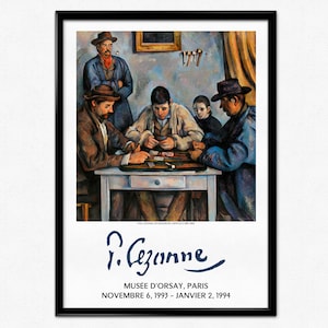 セザンヌ展ポスター、ポール・セザンヌ版画、カードプレイヤー、レ・ジュール・ド・カルト、印象派、セザンヌ絵画、ヴィンテージ室内装飾