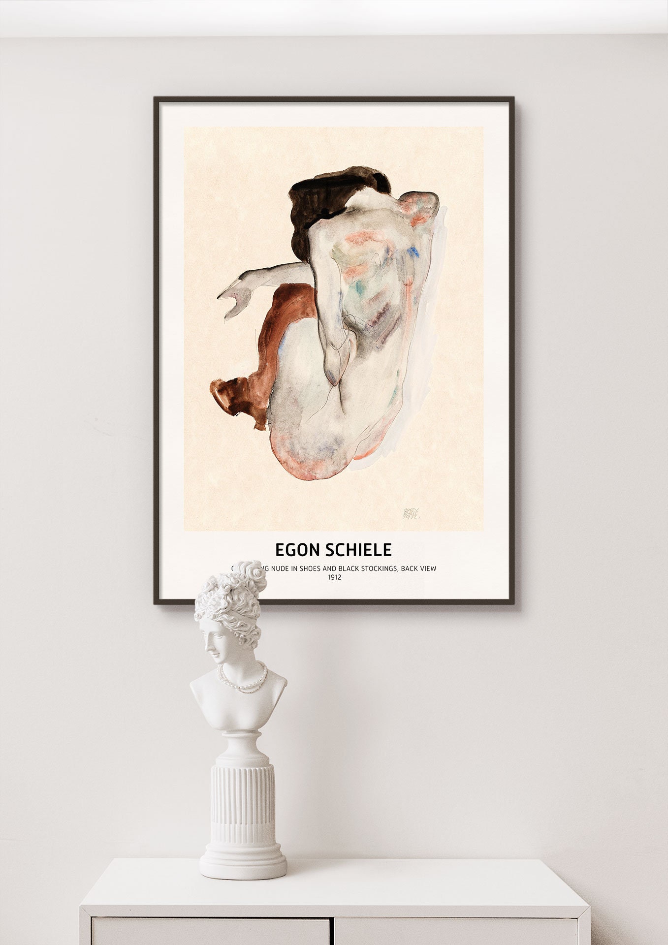 Egon Schiele Print Exhibition Poster Crouching Nude Abstract