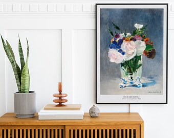 マネ展ポスター、エドゥアール・マネ作「クリスタルの花瓶の花」、静物