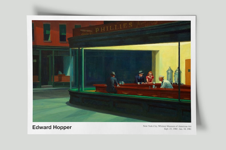 Edward Hopper Exhibition Poster Edward Hopper Nighthawks Etsy
