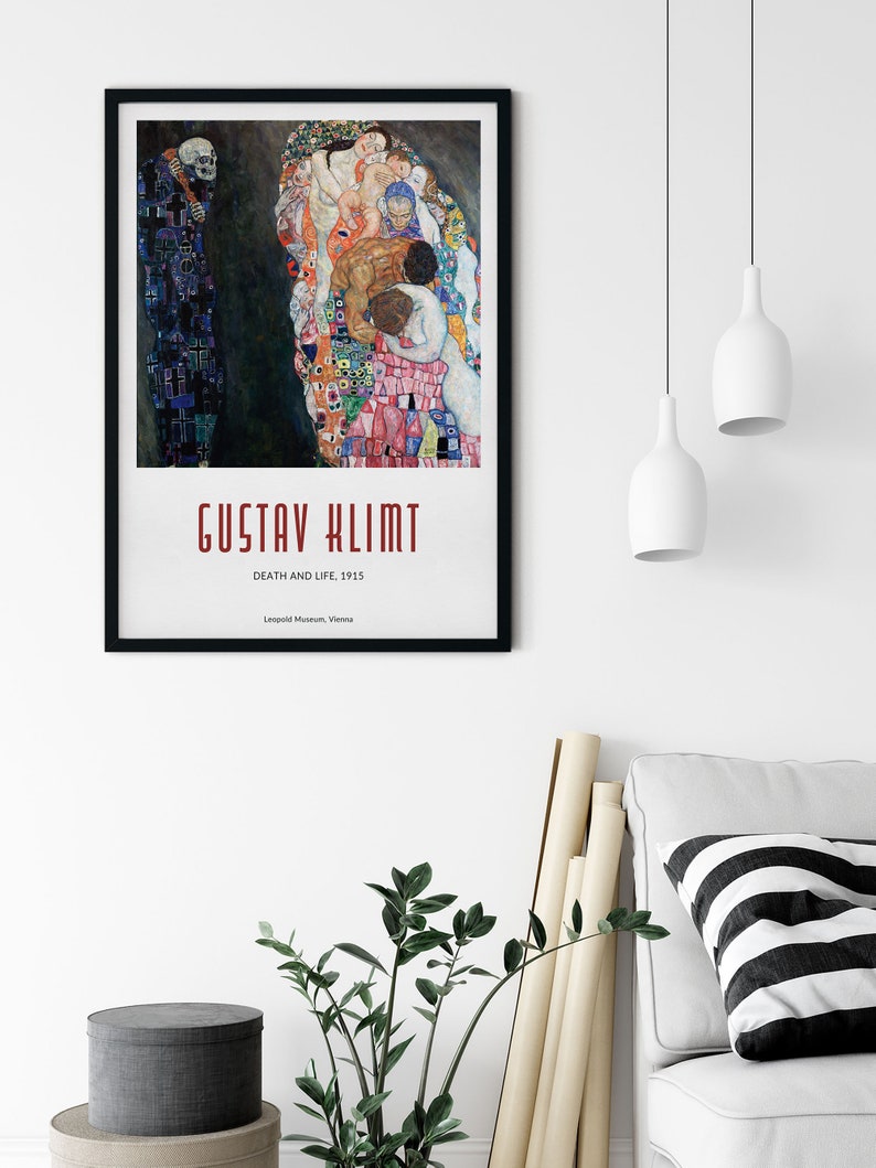 Gustav Klimt Poster, Klimt Art Print, Death and Life, Exhibition Poster ...