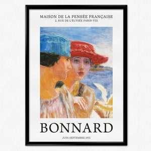 Lámina artística de Bonnard, póster de exposición de Pierre Bonnard, cuadro de niñas con gaviotas, retrato femenino, póster de playa y verano