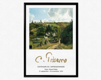 Pissarro tentoonstelling poster, Camille Pissarro print, Jalais Hill, Pontoise, impressionisme, landschapsschilderkunst, Frankrijk, Home Decor, 1800's