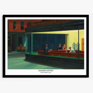 Edward Hopper Nighthawks Druck, Modernes Ausstellungsplakat, American Modern Art, Mid Century Modern, Wohnkultur, Wandkunst