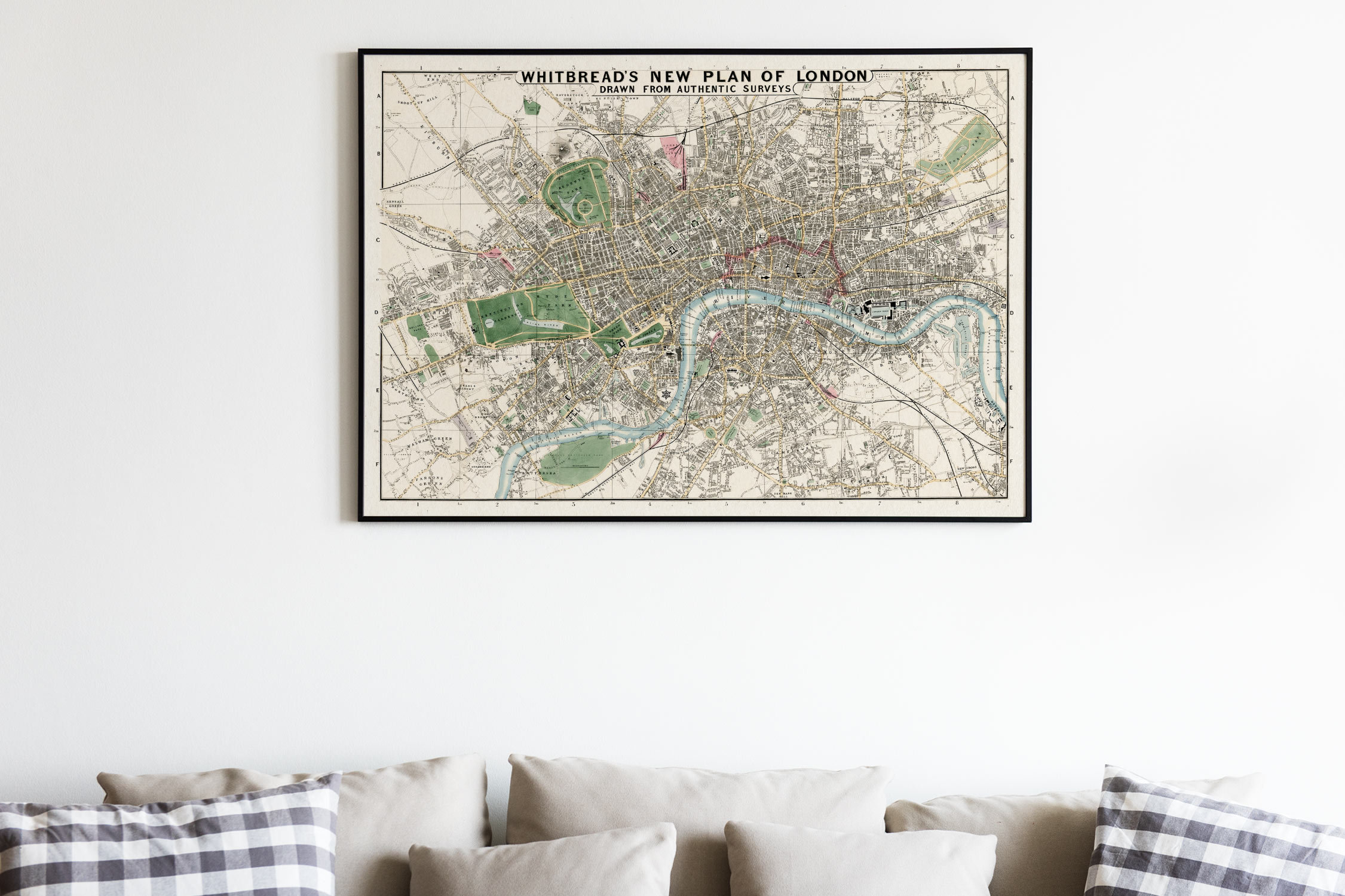 Vintage Map of London, Whitbread's New Plan of London 1853, London ...