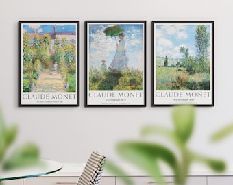 Claude Monet Prints Set, Monet Exhibition Poster Set, Monet Paintings, Farmhouse Decor, French Landscape Paintings, Modern Home Decor