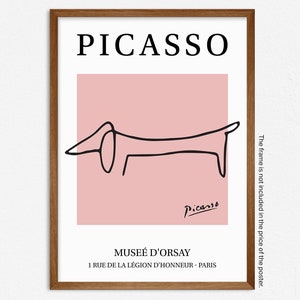 Picasso Dog Print, Exhibition Poster,  Vintage Line Art Picasso, Minimalist Line Drawing, Picasso Wall Art and Gift Idea for Dog Lovers