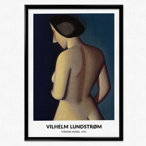 Lundstrom Print Mid Century Modern Art Poster Female Model Cubist Painting, Modern Home Decor Printed Contemporary Wall Art