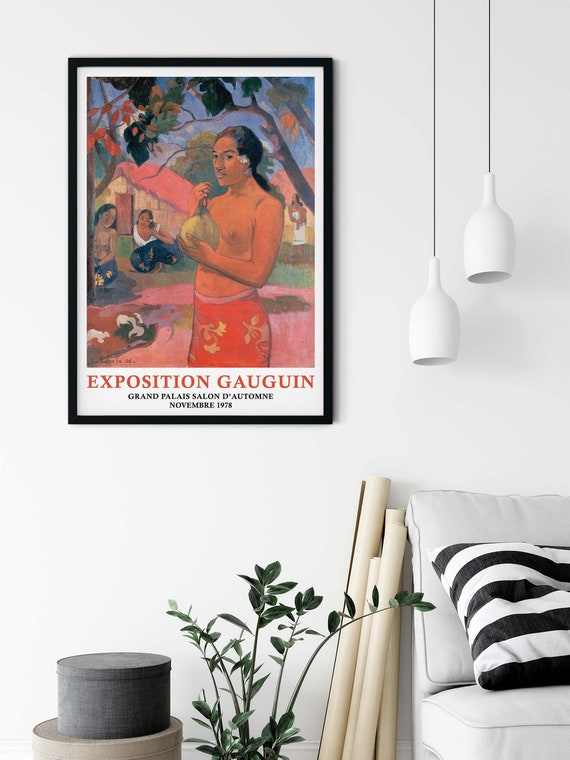 Paul Gauguin Print, Woman Holding a Fruit Painting, Tropical Landscape, Tahitian Woman, Colourful Wall Art, Home Decor