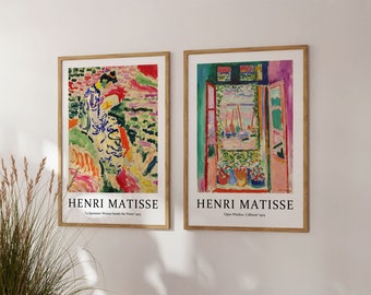 Matisse Print Set, Exhibition Poster Set, Henri Matisse Wall Art: Landscape at Collioure, La Japonaise, Impressionist Paintings, Home Decor