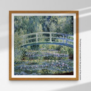 Claude Monet Kunstdruck, Seerosen und japanische Brücke, berühmtes Gemälde, französische Landschaft, quadratisches Poster, Wohnkultur, Wandkunst