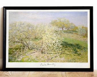 Claude Monet Print, Monet Spring Painting, Spring Trees in Bloom Impressionist Landscape Painting, Vintage Landscape France, Monet Wall Art