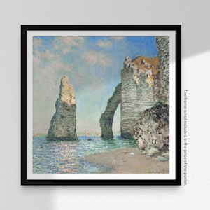 Claude Monet Art Print, The Cliffs at Étretat, Famous Painting, Beach, Rocks, French Landscape, Square Poster, Home Decor, Wall Art