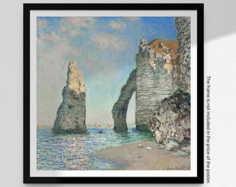 Claude Monet Art Print, The Cliffs at Étretat, Famous Painting, Beach, Rocks, French Landscape, Square Poster, Home Decor, Wall Art
