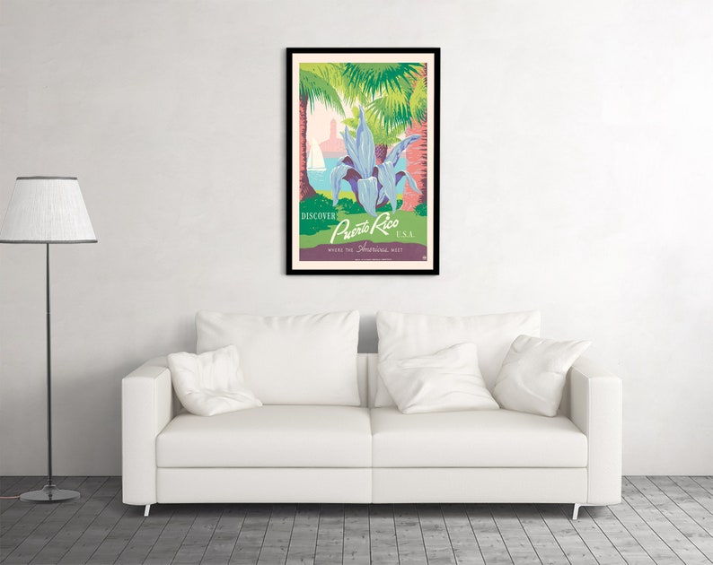 Puerto Rico Print United States HIGHT QUALITY PRINT Puerto Rico Vintage Travel Poster Home Decor Vintage Travel Advertisement Poster