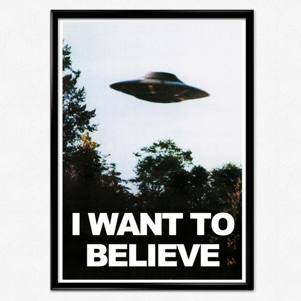 X Files Poster X-Files I Want To Believe Supernatural UFO Print 90s TV Series Poster, Retro Home Decor Movie Wall Art