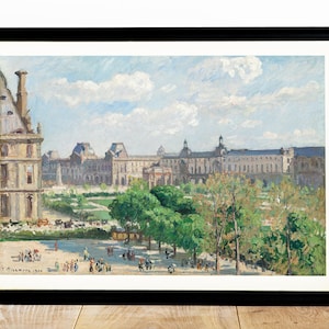 Vintage Paris Painting, Pissarro Art Print Paris Place du Carrousel, Impressionist Landscape Painting, Home Office Wall Art