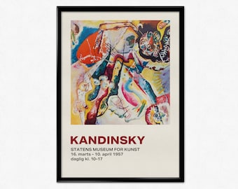 Kandinsky Exhibition Poster, Mid Century Modern Art Print, Wassily Kandinsky Vintage Abstract Painting, Wall Art Home Decor