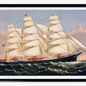 Vintage Ship Poster, Clipper Ship, Nautical Print, Sailing Ship Illustration, Currier & Ives, Sailing, Sea Painting, Home Decor