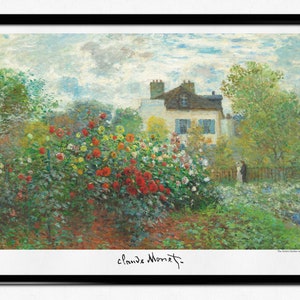 Monet Exhibition Poster, Claude Monet Print, The Artist&#39;s Garden in Argenteuil, Impressionist Landscape Painting, Museum Print, Home Decor