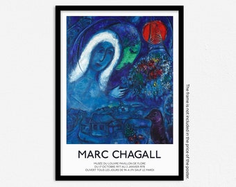Marc Chagall Print, Champs de Mars (Field of Mars) Exhibition Poster, Blue Wall Art Print, Home Decor, Surrealism