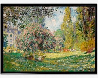 Affiche de l'exposition Monet, impression Claude Monet, paysage : le parc Monceau, peinture impressionniste, impression de musée, parc, France, décoration d'intérieur
