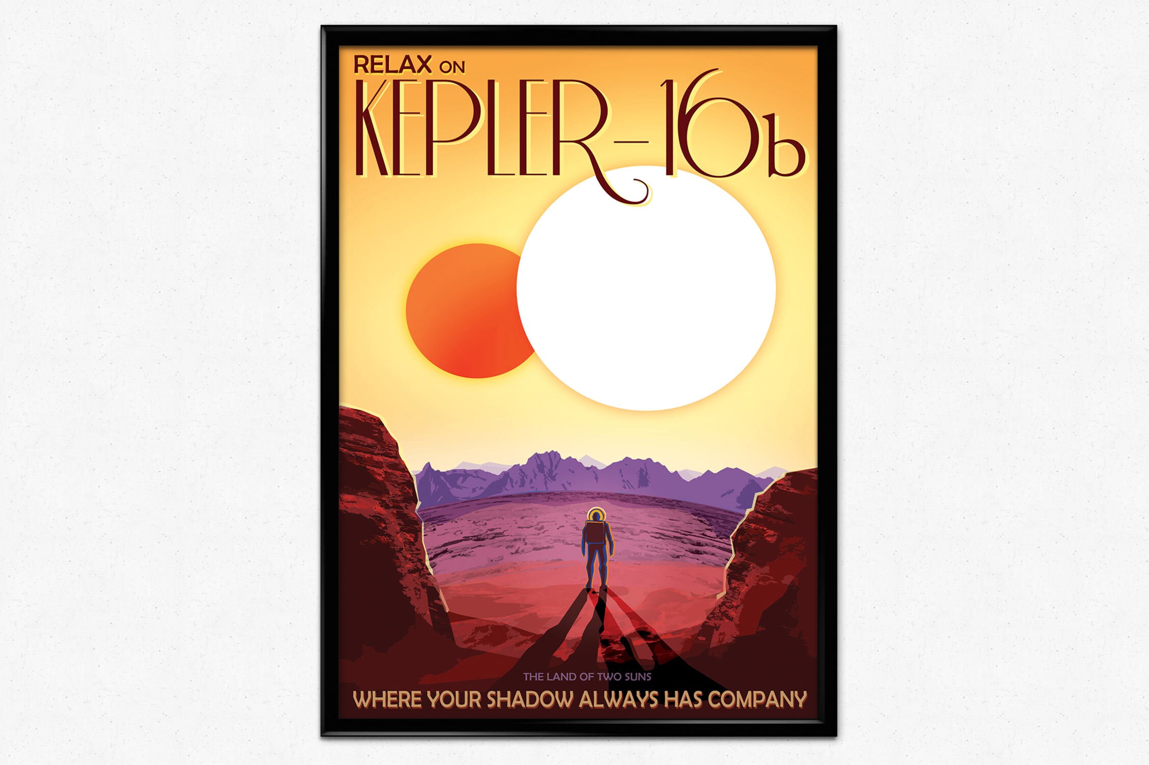 NASA Poster, Space, Astronomy, Kepler 16B, NASA Visions of The Future Series, Space Poster, Futuristic Illustration, Sci-Fi, Home Decor