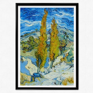 Van Gogh Exhibition Poster, Vincent Van Gogh Art Print, Poplars at Saint-Rémy, Impressionism, Landscape, Home Decor, Wall Art, No Text
