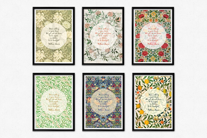Inspirational Quote William Morris Poster, Art Nouveau Floral Print, Have Nothing Quote, Floral Poster, Vintage Floral Home Decor, Wall Art