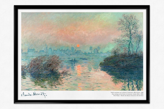 Monet Exhibition Poster, Claude Monet Sun Setting on the Seine at