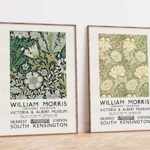 Set di stampe William Morris, set di poster della mostra William Morris V&A, motivo floreale Art Nouveau, stampe d'arte floreale, decorazioni per la casa, arte della parete