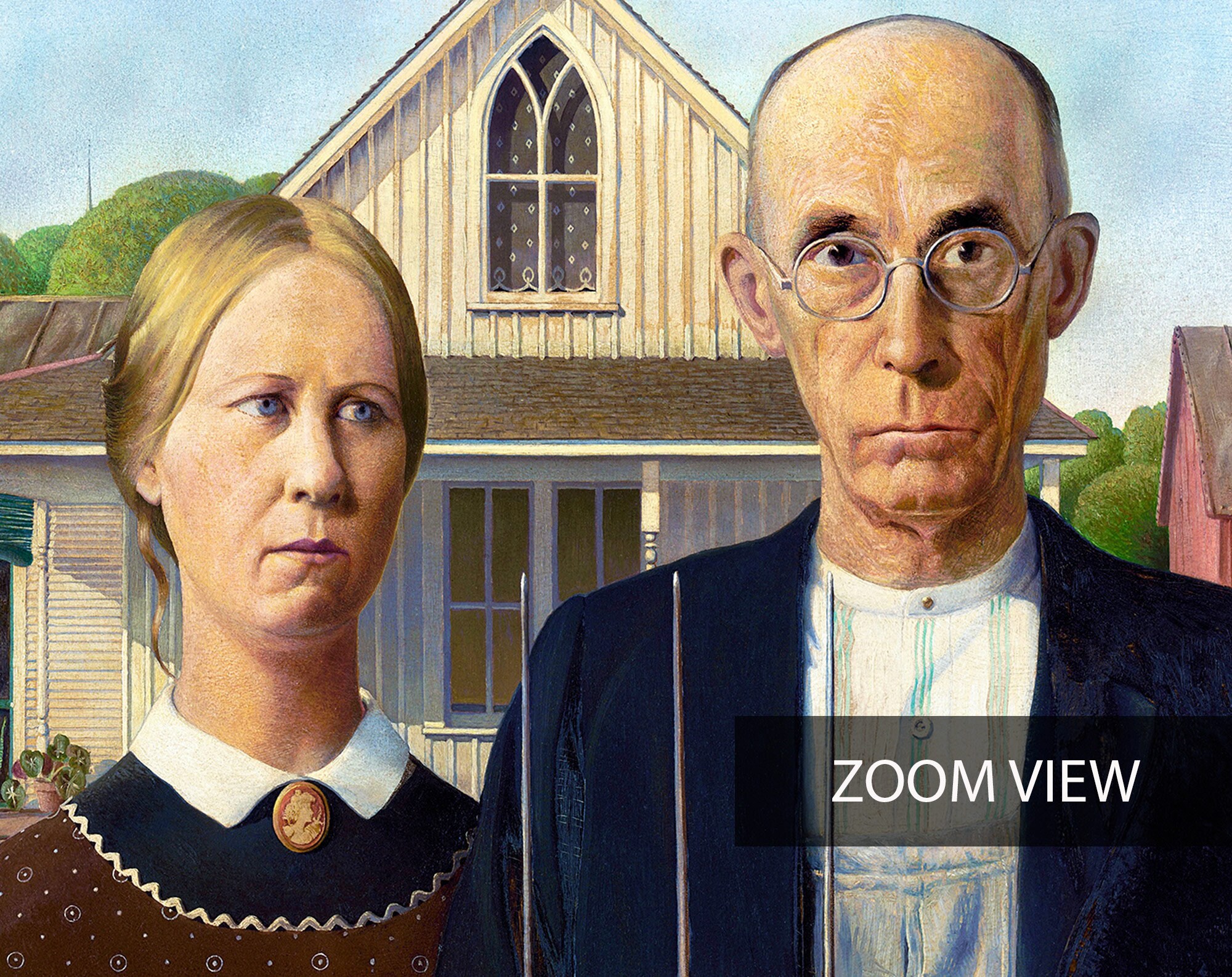 American Gothic Print by Grant Wood Exhibition Poster, Mid Century
