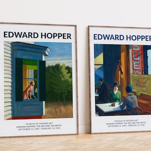 Edward Hopper Print Set, Exhibition Posters, Chop Suey & Cape Cod Morning, American Realism, Mid Century Modern Art Prints, Home Decor