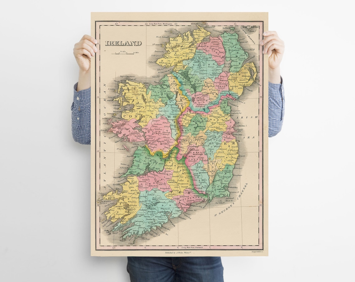 Map of Ireland High Resolution Reproduction of a Vintage Map - Etsy UK