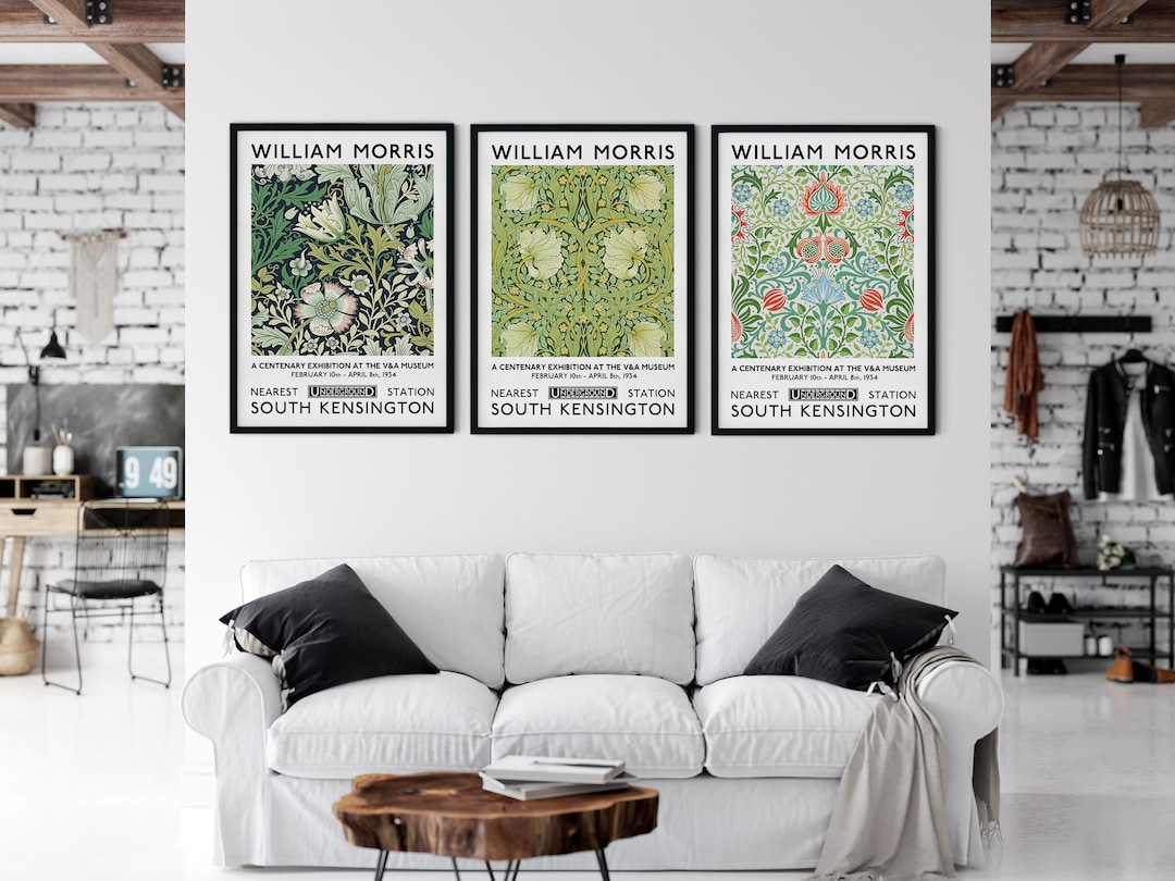 William Morris Set of 3 Art Prints, William Morris Exhibition Posters ...