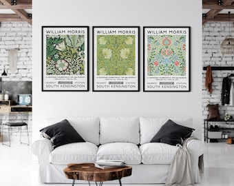 William Morris Set of 3 Art Prints, William Morris Exhibition Posters, Compton, Pimpernel, Persian, Floral Arts and Crafts, Home Decor
