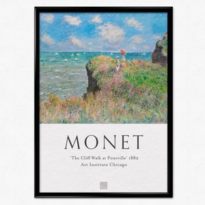 Monet Exhibition Poster, Claude Monet The Cliff Walk at Pourville, Art Institute Chicago, Museum Print, Monet 1882