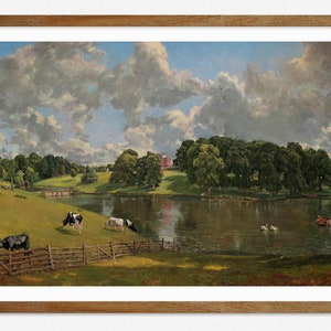 Vintage England Landschaftsmalerei John Constable Kunstdruck, Wivenhoe Park Ölgemälde, alte englische Landschaft, Bauernhausdekor Wandkunst