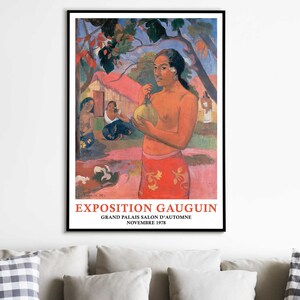 Paul Gauguin Print, Woman Holding a Fruit Painting, Tropical Landscape, Tahitian Woman, Colourful Wall Art, Home Decor