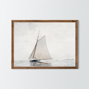 Vintage Sailboat Art Print, Sea Painting, Winslow Homer, Sailing off Gloucester, Beach, Boat, Home Decor, Wall Art