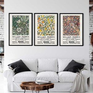 William Morris Print Set of 3 Exhibition Posters, Art Nouveau Green ...