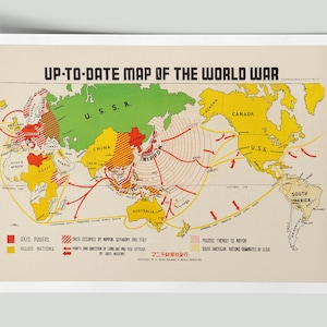 World War Map, up to Date Map of the World War (1942), Manila Shinbun ...