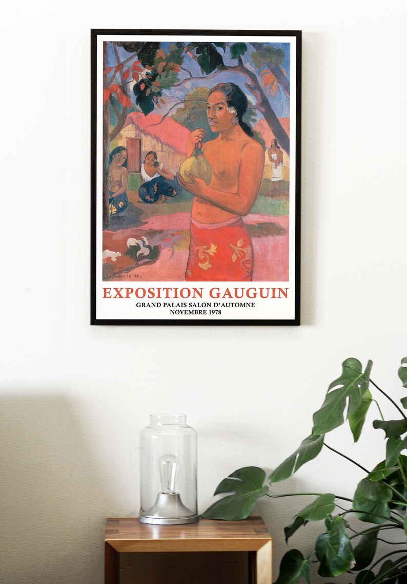 Paul Gauguin Print, Woman Holding a Fruit Painting, Tropical Landscape, Tahitian Woman, Colourful Wall Art, Home Decor