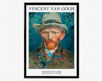 Van Gogh Exhibition Poster, Vincent Van Gogh Print, Portrait Painting, Impressionist Self Portrait, Museum Print, Home Decor, Wall Art