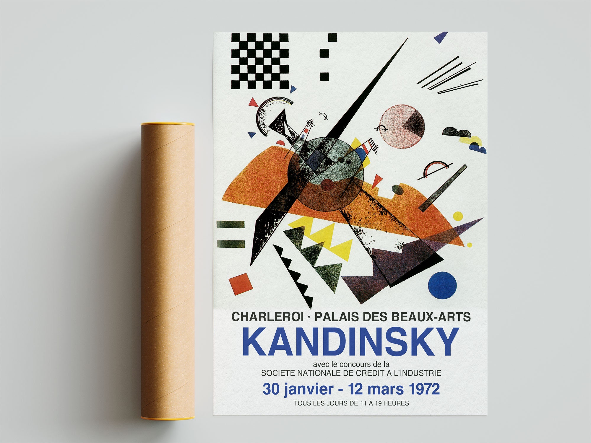 カンディンスキープリントモダンアート展ポスター、オレンジ絵画ミッド