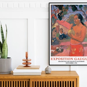 Paul Gauguin Print, Woman Holding a Fruit Painting, Tropical Landscape, Tahitian Woman, Colourful Wall Art, Home Decor